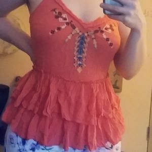 Free People bright orange tank top